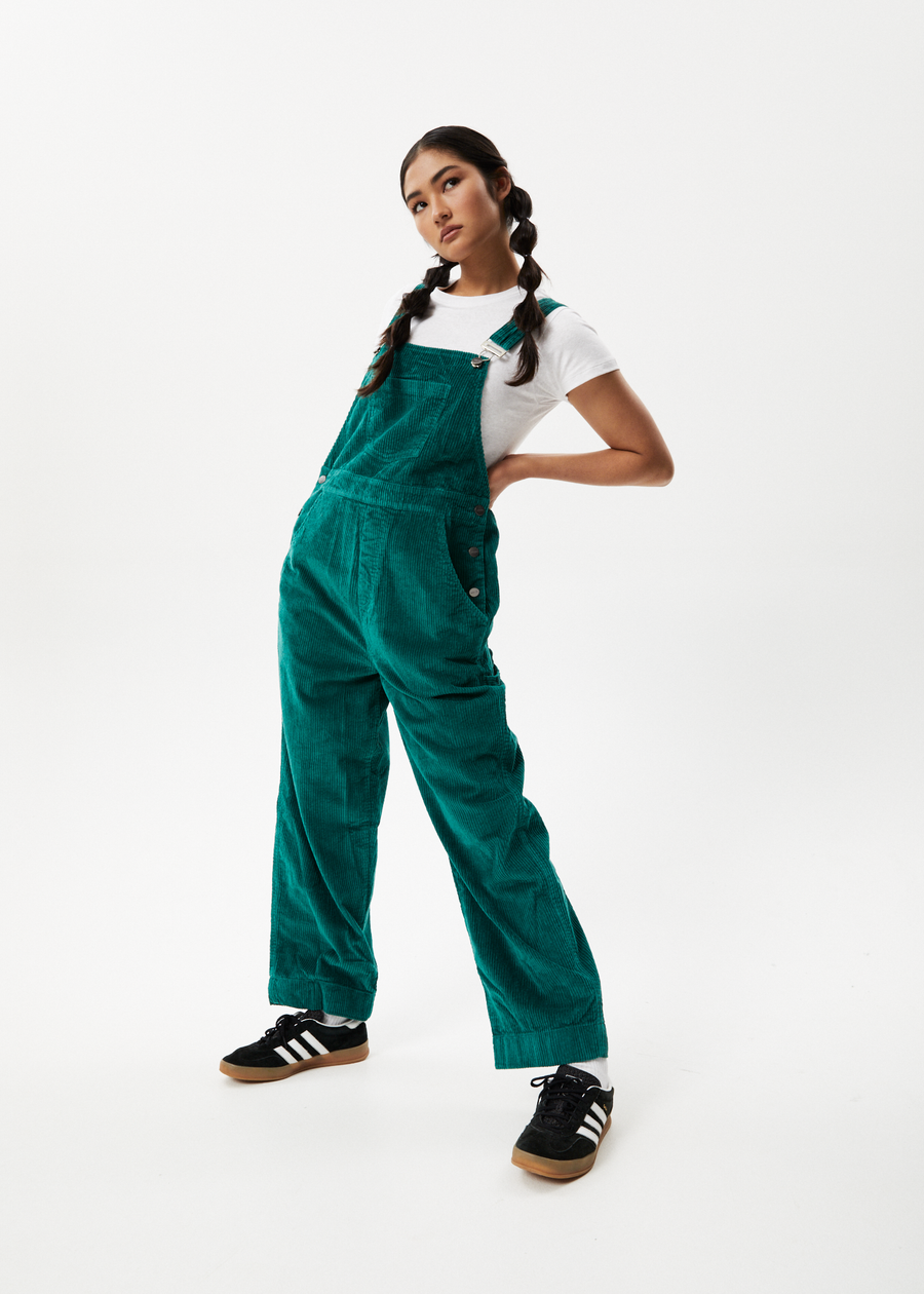 AFENDS Womens Louis - Corduroy Baggy Overall - Emerald
