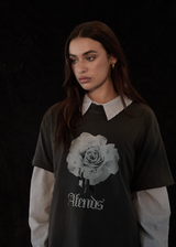AFENDS Womens Sweet Juliet - Oversized Tee - Stone Black - Afends womens sweet juliet   oversized tee   stone black