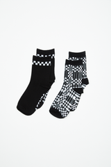 AFENDS Womens Blair - Socks Two Pack - Black / White - Afends womens blair   socks two pack   black / white