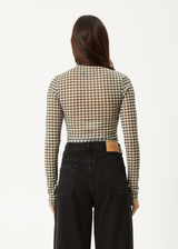 AFENDS Womens Gambet -  Sheer Long Sleeve Top - Black / Sand - Afends womens gambet   sheer long sleeve top   black / sand