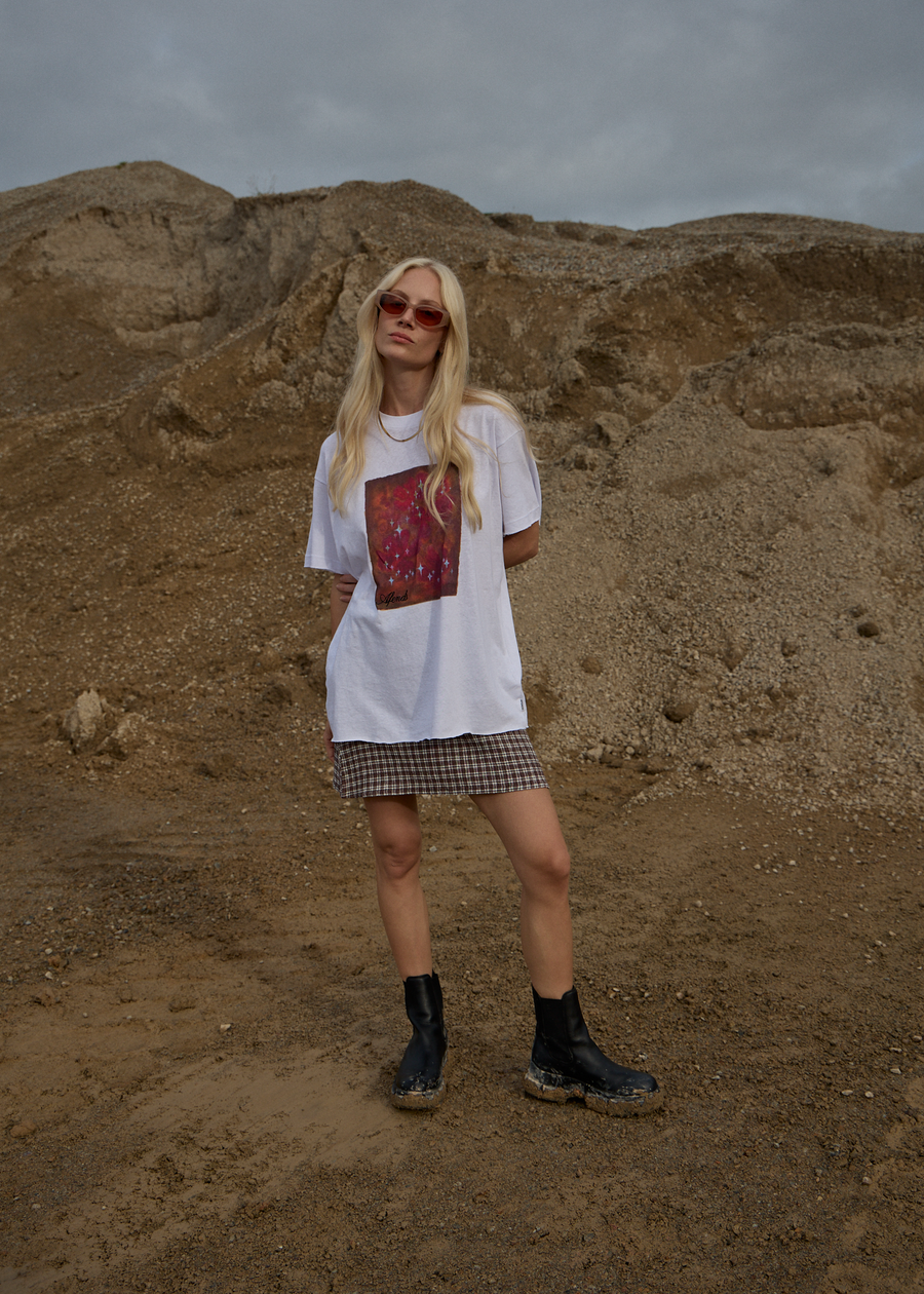 AFENDS Womens Dark Heaven - Oversized Tee - White