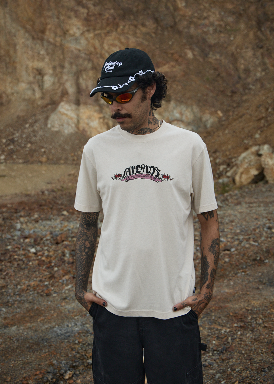 AFENDS Mens Ink - Retro Tee - Moonbeam