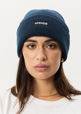 AFENDS Mens Hometown - Knit Beanie - Navy - Afends mens hometown   knit beanie   navy