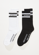 AFENDS Mens Create Not Destroy - Socks Two Pack - Black / White - Afends mens create not destroy   socks two pack   black / white 