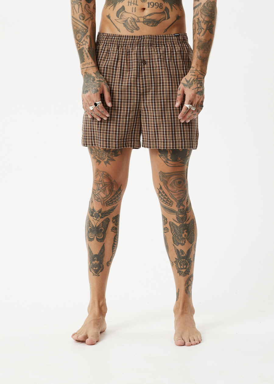 AFENDS Mens Hometown - Boxer Short - Coffee