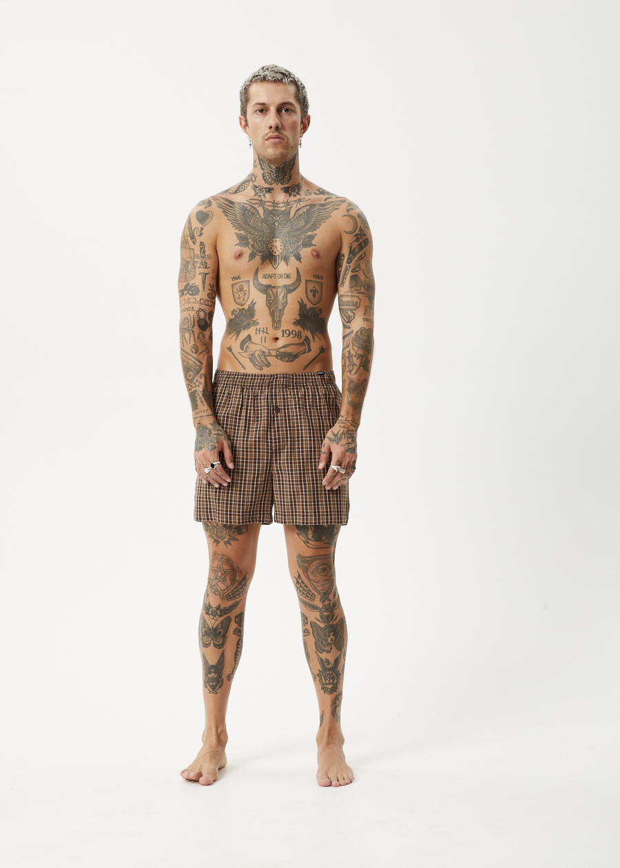 AFENDS Mens Hometown - Boxer Short - Coffee