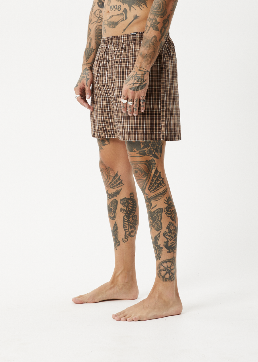AFENDS Mens Hometown - Boxer Short - Coffee
