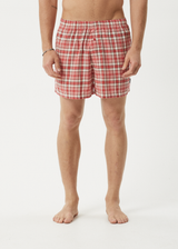 AFENDS Mens Check Out - Boxer Short - Red Check - Afends mens check out   boxer short   red check