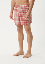 AFENDS Mens Check Out - Boxer Short - Red Check - Afends mens check out   boxer short   red check