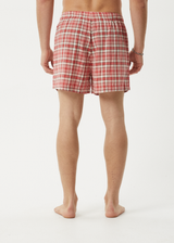 AFENDS Mens Check Out - Boxer Short - Red Check - Afends mens check out   boxer short   red check