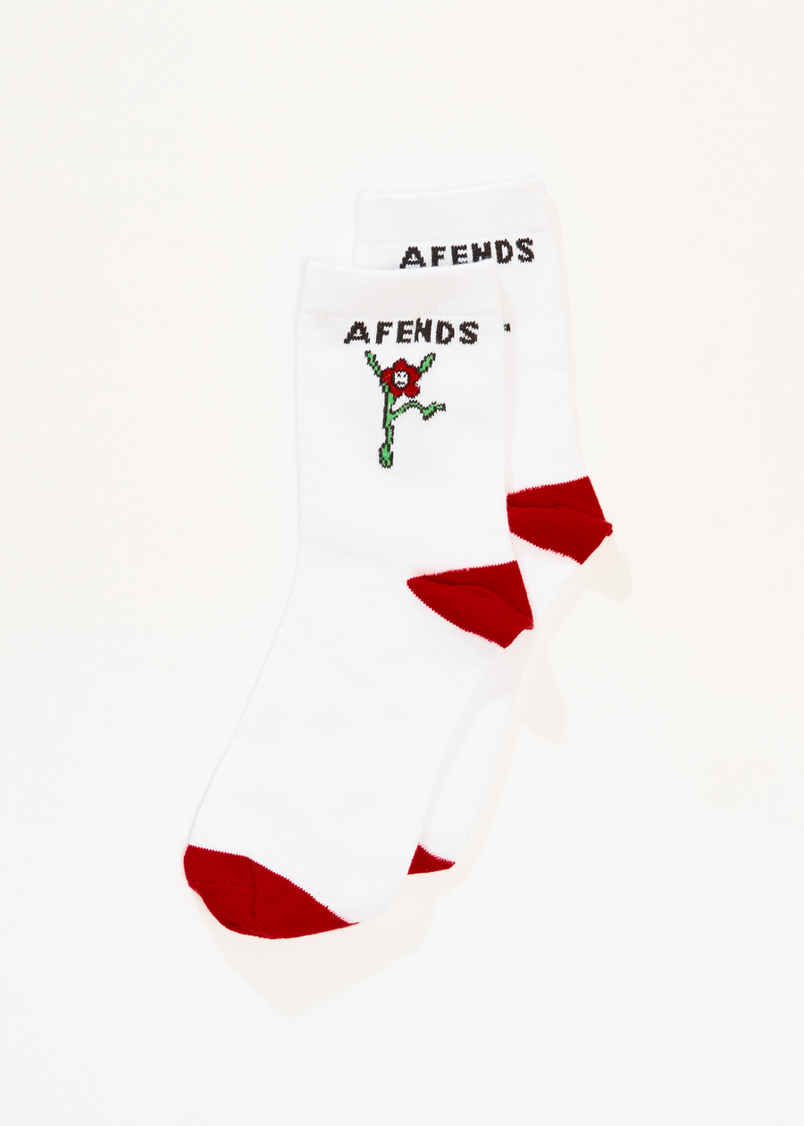AFENDS Womens Garden Fresh - Socks Two Pack - White 