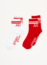 AFENDS Womens Split - Socks Two Pack - Tomato - Afends womens split   socks two pack   tomato 