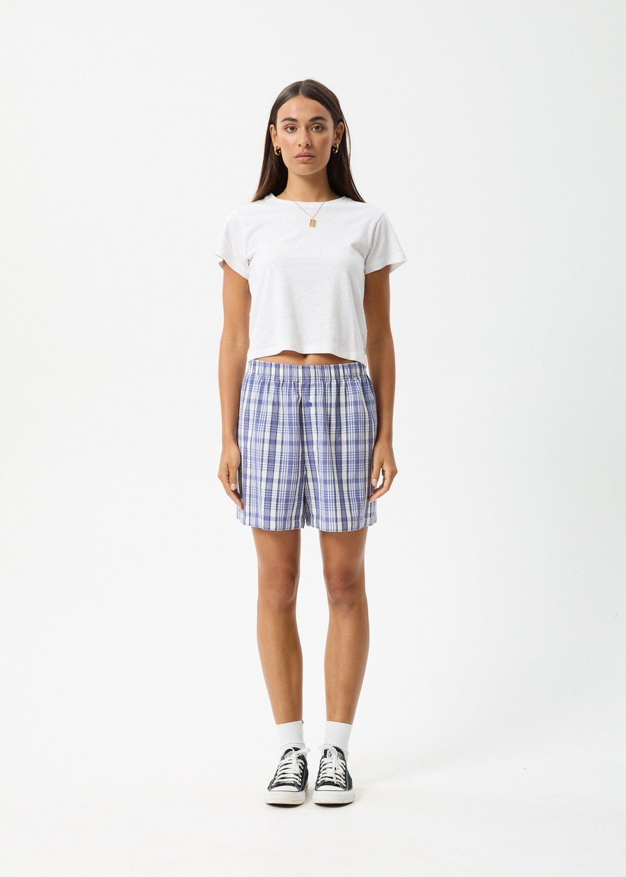 AFENDS Womens Checked Out - Boxer Short - Marlin