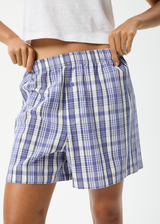 AFENDS Womens Checked Out - Boxer Short - Marlin - Afends womens checked out   boxer short   marlin