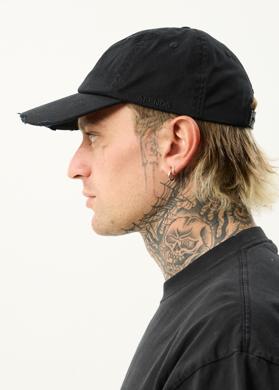 AFENDS Mens Genesis - Six Panel Cap - Stone Black