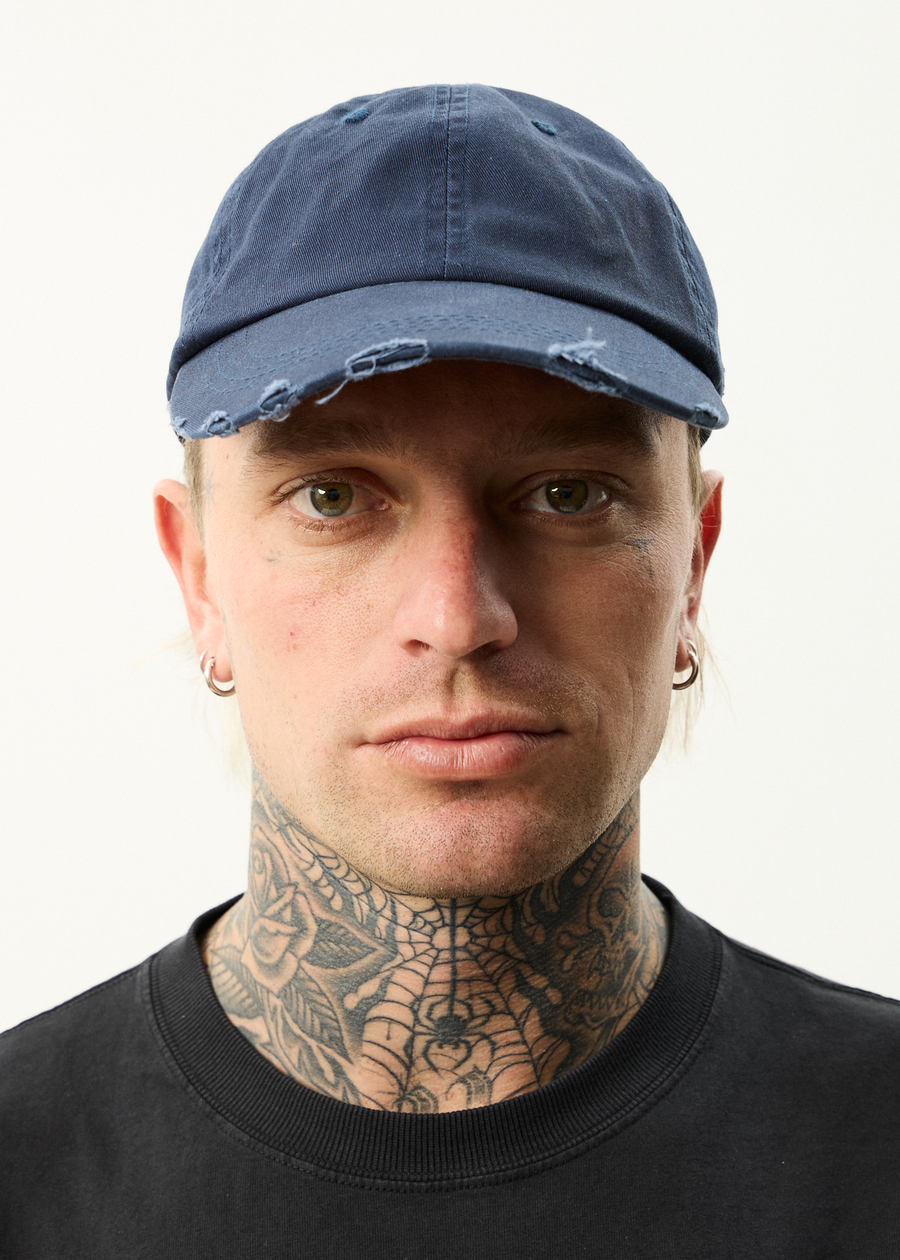 AFENDS Mens Genesis - Six Panel Cap - Washed Deep Sea