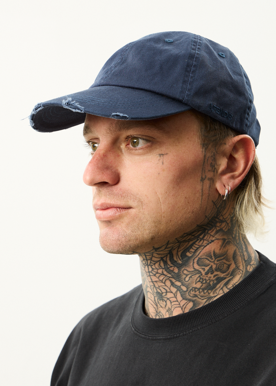 AFENDS Mens Genesis - Six Panel Cap - Washed Deep Sea