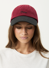 AFENDS Womens Disco - Panelled Cap - Burgundy - Afends womens disco   panelled cap   burgundy