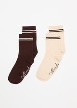 AFENDS Womens Hartley - Socks Two Pack - Coffee - Afends womens hartley   socks two pack   coffee