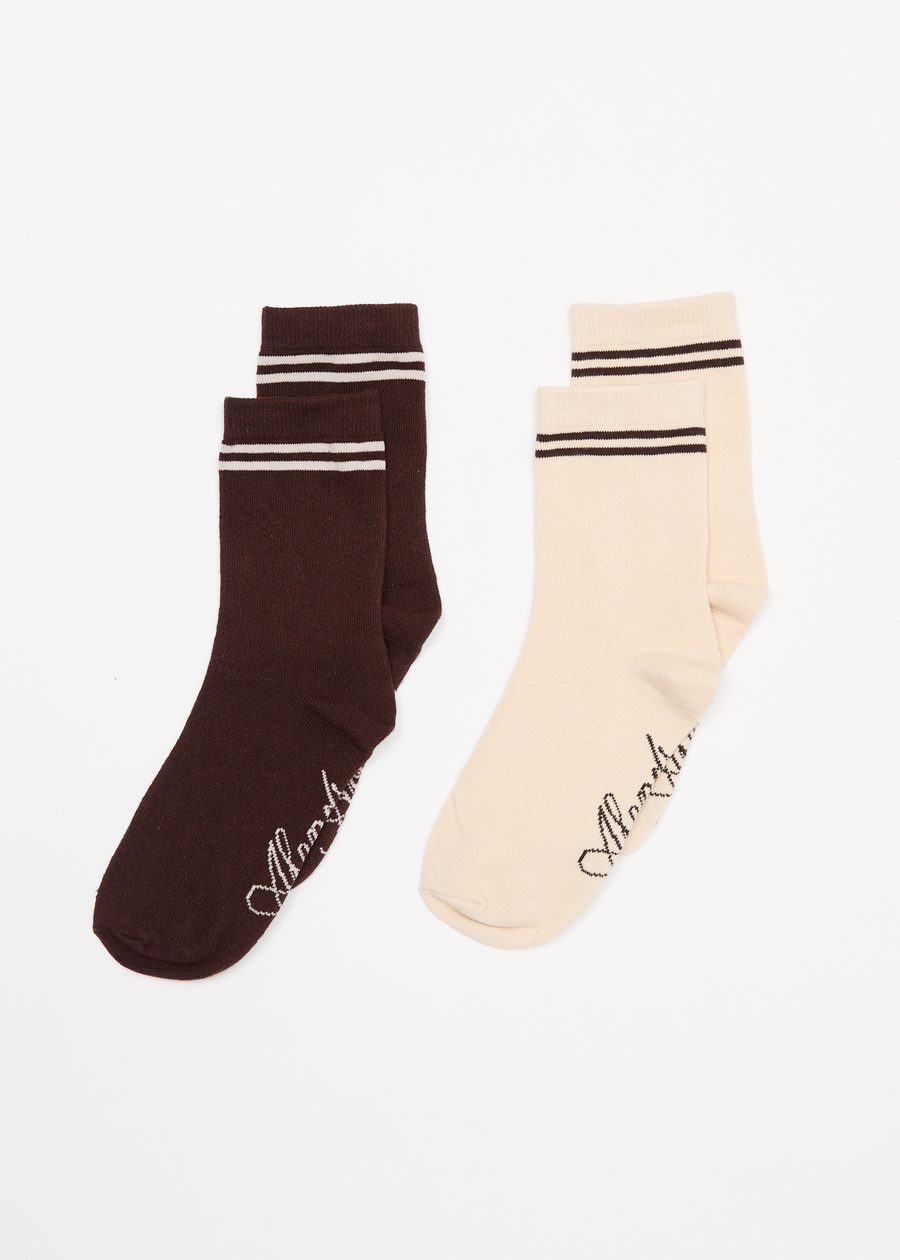 AFENDS Womens Hartley - Socks Two Pack - Coffee