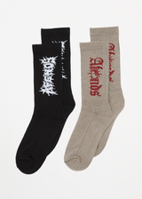 AFENDS Mens Mental Sunbite - Socks Two Pack - Multi - Afends mens mental sunbite   socks two pack   multi