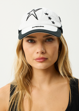 AFENDS Womens Games - Panelled Cap - White / Black - Afends womens games   panelled cap   white / black