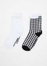 AFENDS Womens Rowan - Socks Two Pack - Black Check - Afends womens rowan   socks two pack   black check