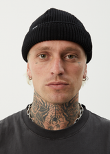 AFENDS Mens Thc - Wharfie Beanie - Black - Afends mens thc   wharfie beanie   black