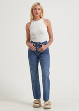 AFENDS Womens Violet - Denim Straight Leg Jean - Authentic Blue - Afends womens violet   denim straight leg jean   authentic blue
