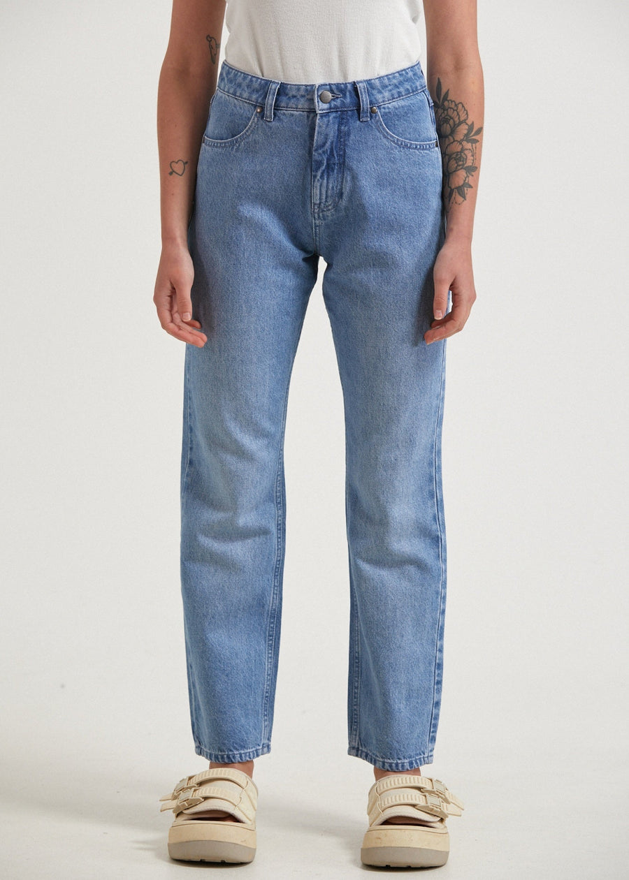 AFENDS Womens Violet - Denim Straight Leg Jean - Worn Blue