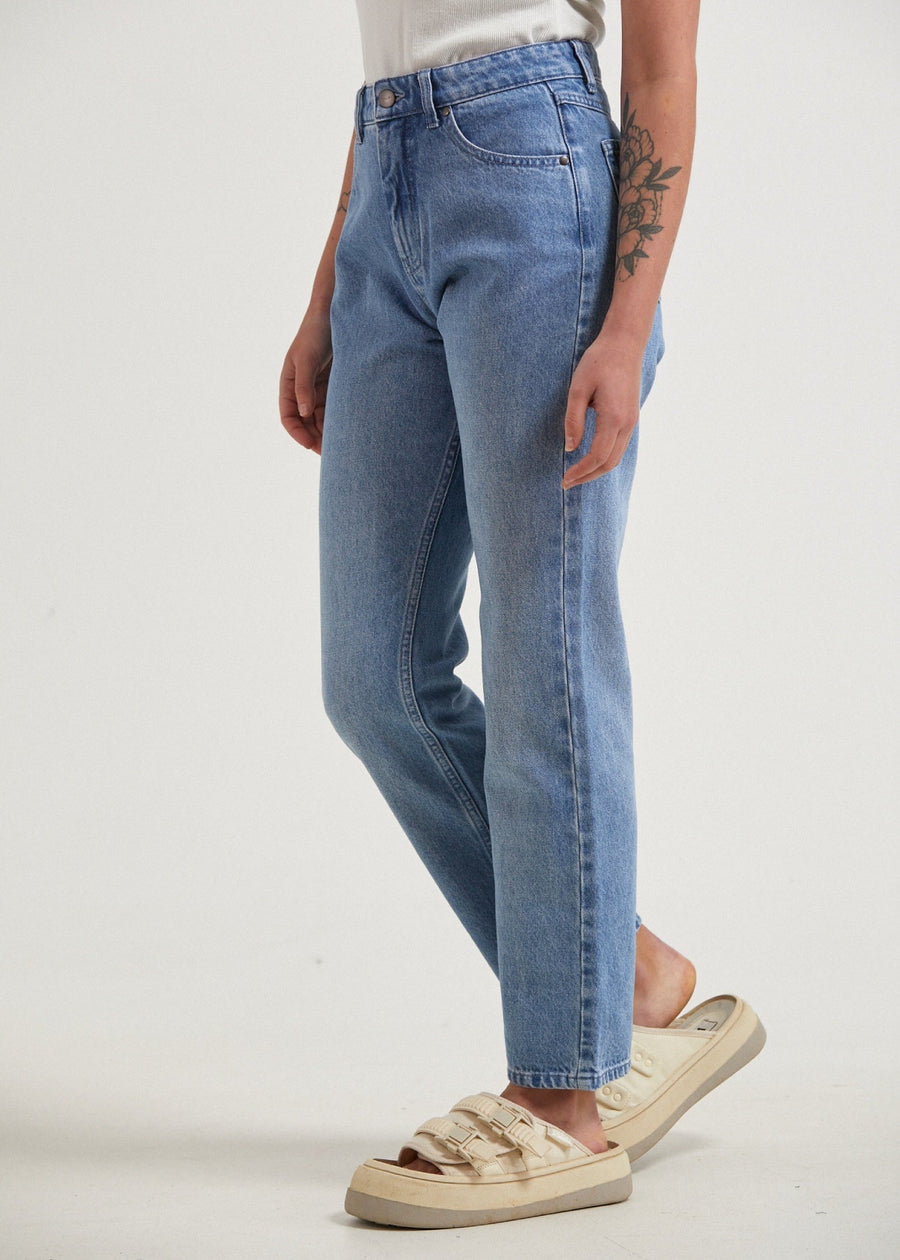 AFENDS Womens Violet - Denim Straight Leg Jean - Worn Blue