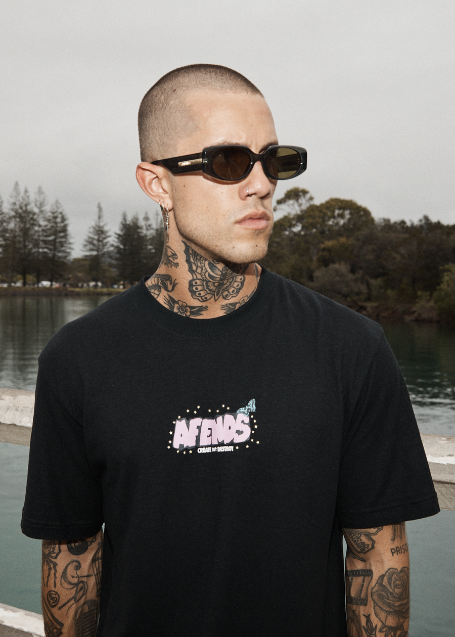 AFENDS Mens Universe - Retro Tee - Black