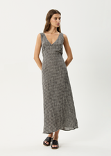 AFENDS Womens Asta - Seersucker Maxi Dress - Steel Check - Afends womens asta   seersucker maxi dress   steel check