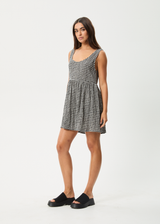 AFENDS Womens Asta Jesse - Seersucker Mini Dress - Steel Check - Afends womens asta jesse   seersucker mini dress   steel check