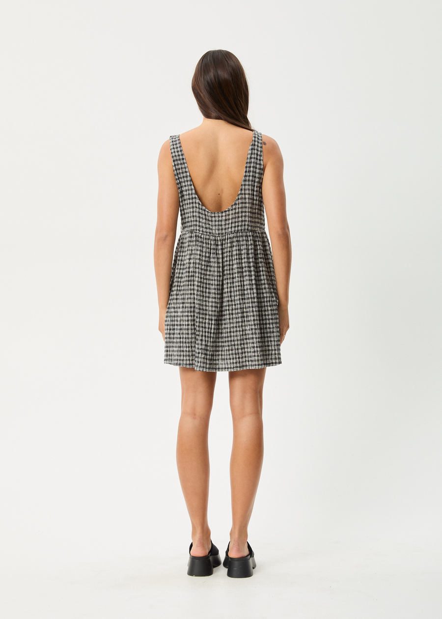 AFENDS Womens Asta Jesse - Seersucker Mini Dress - Steel Check