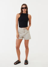AFENDS Womens Seventy Threes - Denim High Waisted Short - Faded Cement - Afends womens seventy threes   denim high waisted short   faded cement