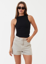 AFENDS Womens Seventy Threes - Denim High Waisted Short - Faded Cement - Afends womens seventy threes   denim high waisted short   faded cement