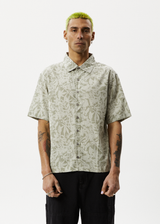 AFENDS Mens Bouquet - Short Sleeve Shirt - Olive Floral - Afends mens bouquet   short sleeve shirt   olive floral 