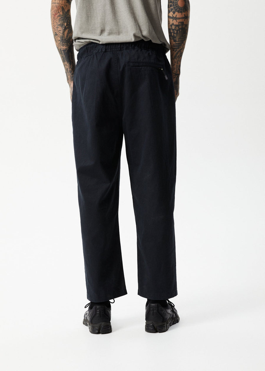 AFENDS Mens Cabal - Elastic Waist Relaxed Pant - Black