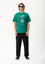 AFENDS Mens Communication - Retro Graphic Tee - Emerald - Afends mens communication   retro graphic tee   emerald