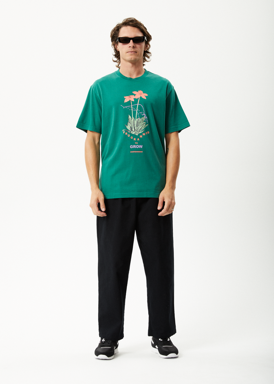 AFENDS Mens Communication - Retro Graphic Tee - Emerald