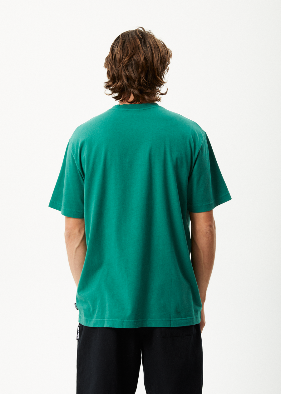 AFENDS Mens Communication - Retro Graphic Tee - Emerald