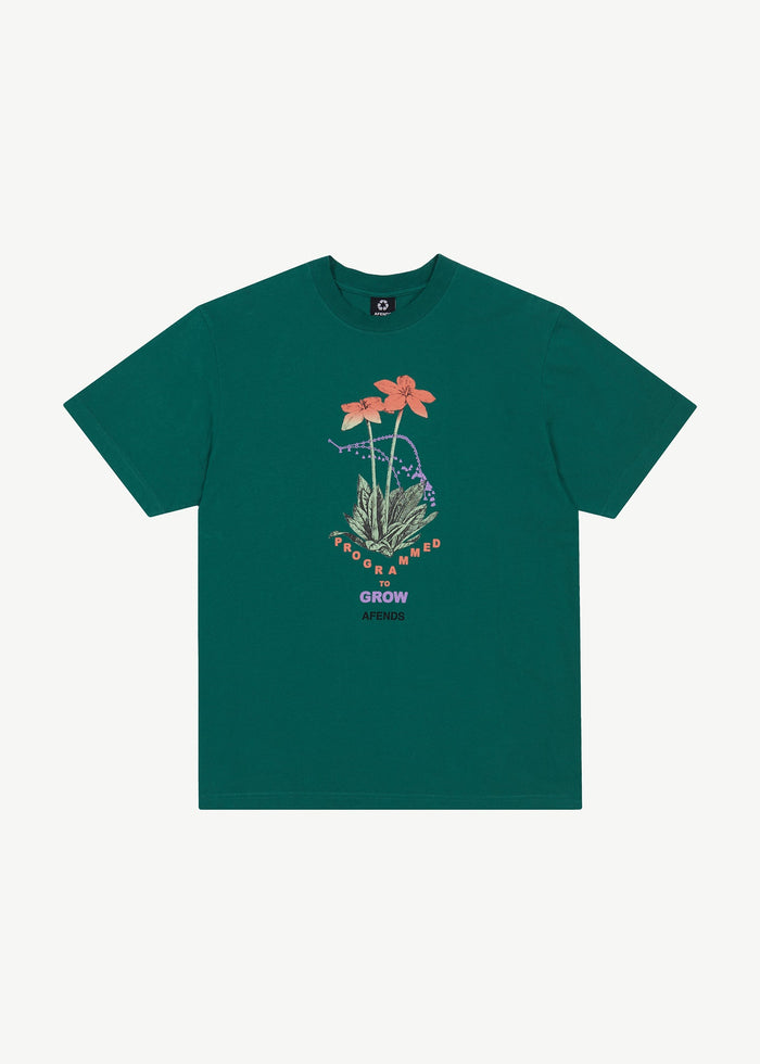 AFENDS Mens Communication - Retro Graphic Tee - Emerald