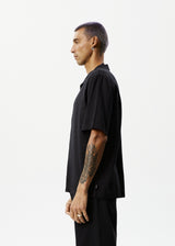 AFENDS Mens Daily - Cuban Short Sleeve Shirt - Black - Afends mens daily   cuban short sleeve shirt   black