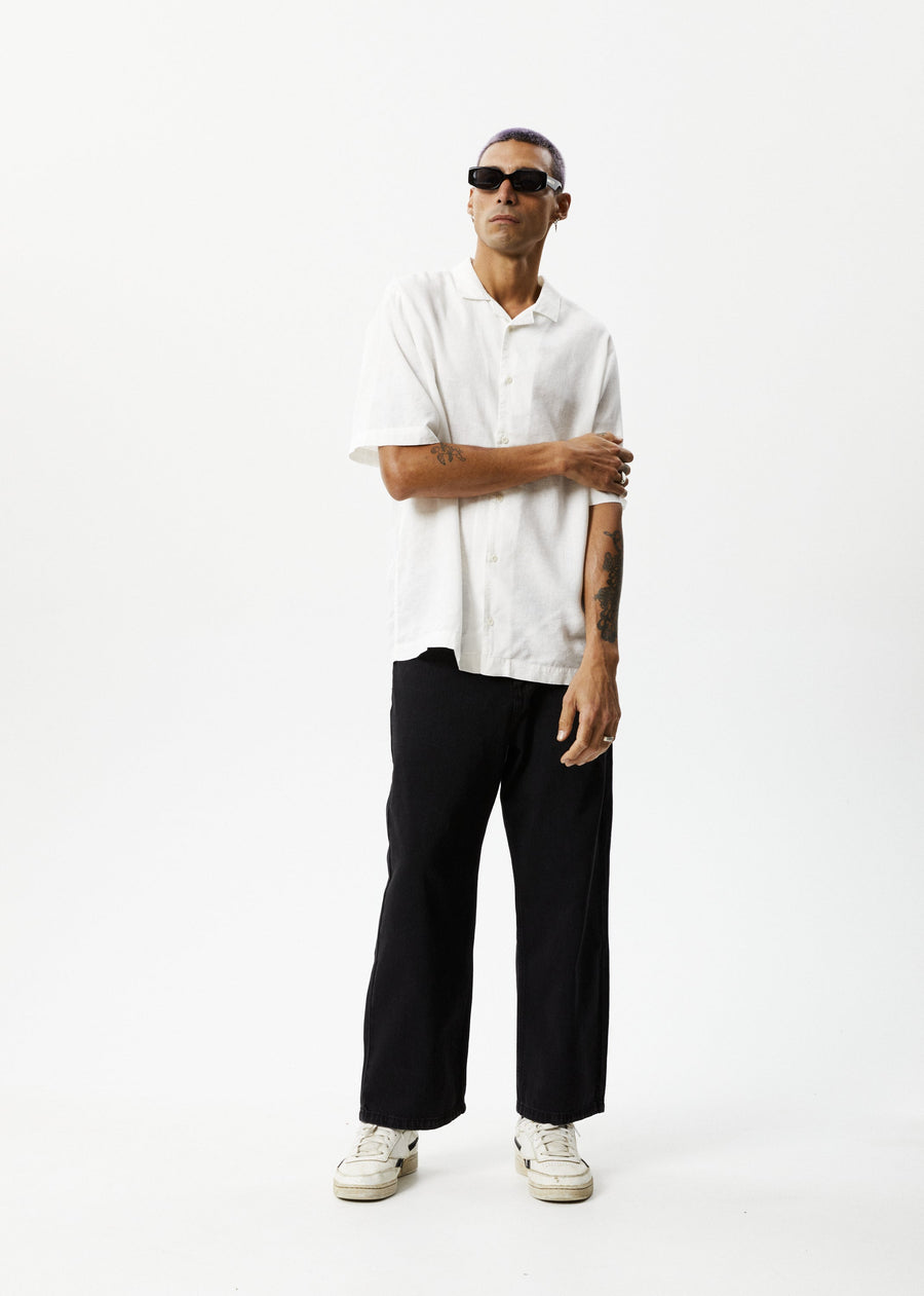 AFENDS Mens Daily - Cuban Short Sleeve Shirt - White
