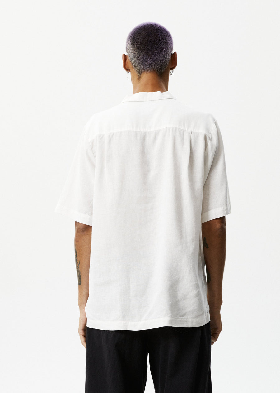 AFENDS Mens Daily - Cuban Short Sleeve Shirt - White