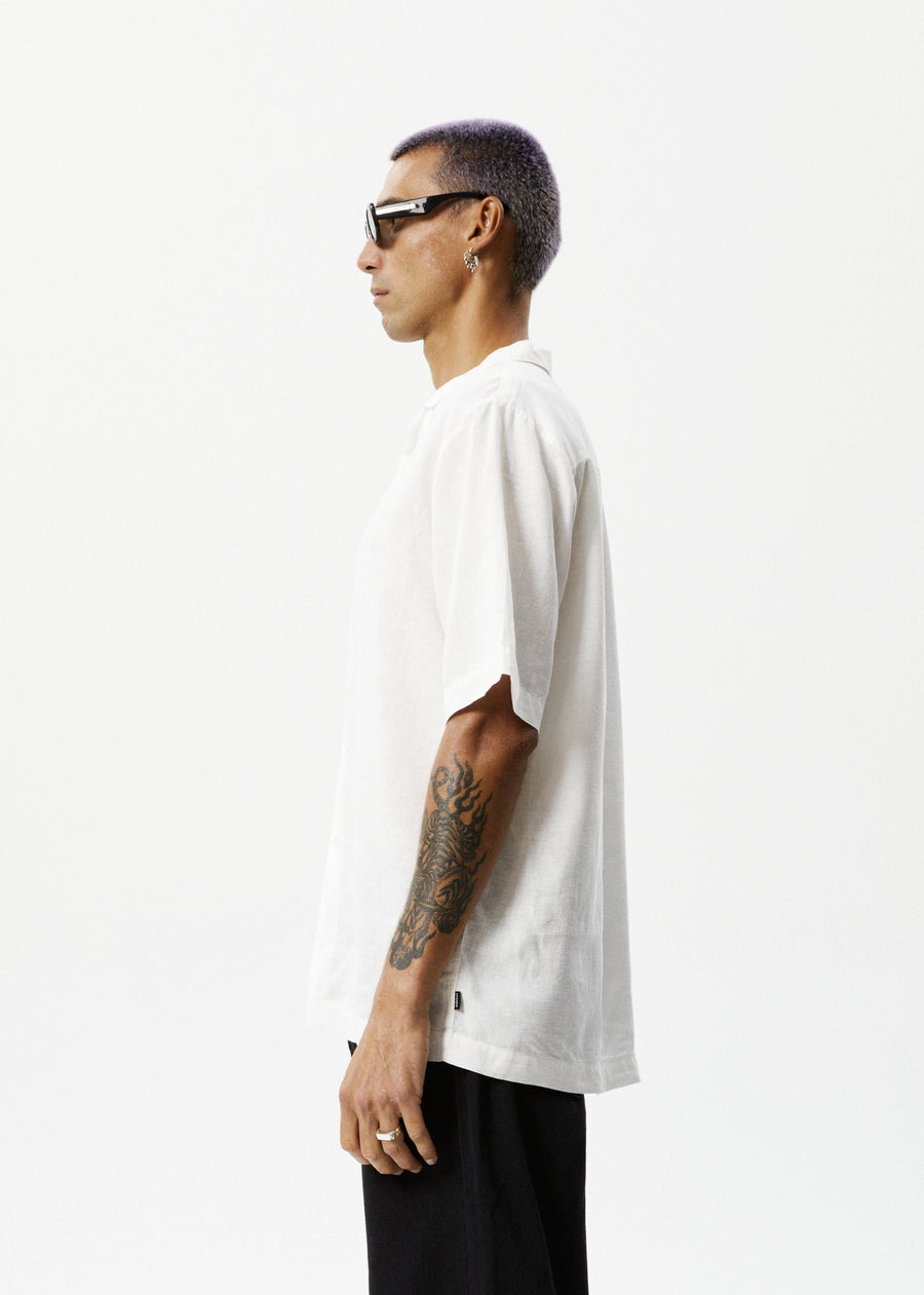 AFENDS Mens Daily - Cuban Short Sleeve Shirt - White