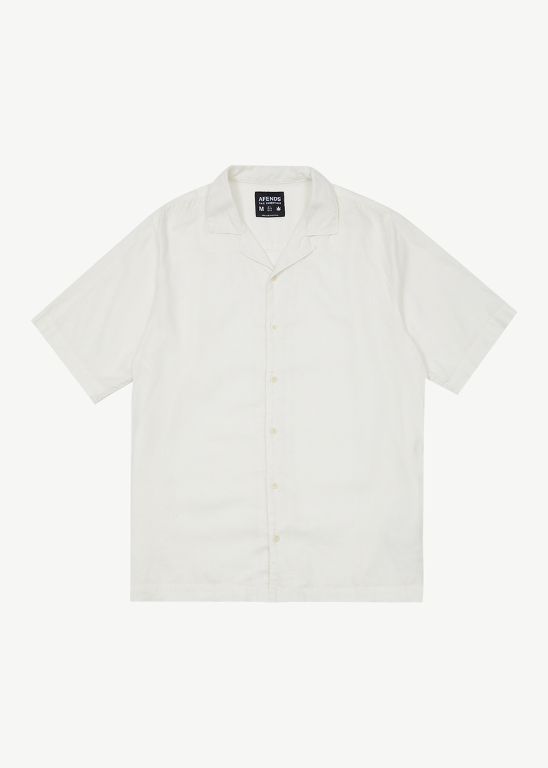 AFENDS Mens Daily - Cuban Short Sleeve Shirt - White