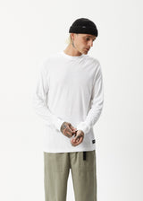 AFENDS Mens Essential - Long Sleeve Tee - White - Afends mens essential   long sleeve tee   white