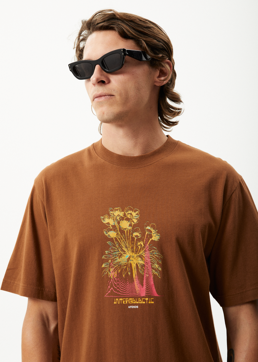 AFENDS Mens Gardener - Retro Graphic Tee - Toffee